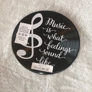 Upcycled Vinyl Record Music is Feelings Wall Art